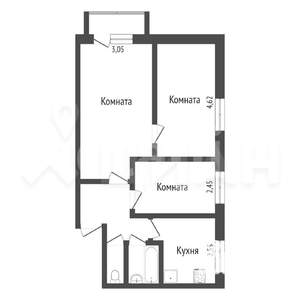 3-к квартира, вторичка, 49м2, 5/5 этаж
