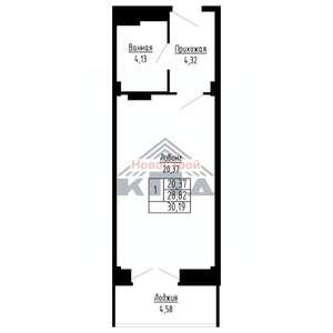 1-к квартира, строящийся дом, 30м2, 11/16 этаж
