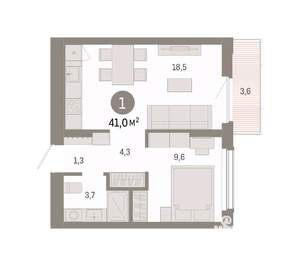 1-к квартира, вторичка, 41м2, 6/16 этаж