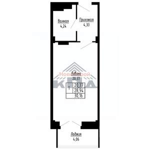 1-к квартира, строящийся дом, 30м2, 8/16 этаж