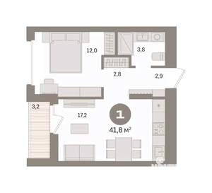 1-к квартира, вторичка, 42м2, 8/16 этаж