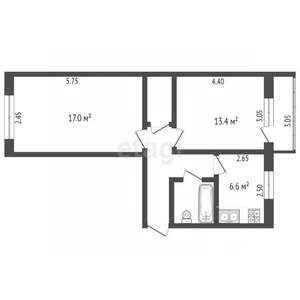 2-к квартира, вторичка, 49м2, 5/5 этаж