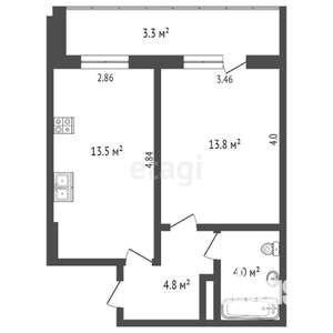 1-к квартира, вторичка, 36м2, 8/10 этаж