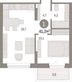 1-к квартира, вторичка, 41м2, 2/9 этаж