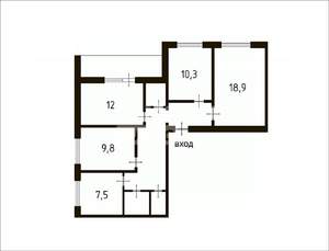 4-к квартира, вторичка, 80м2, 5/9 этаж
