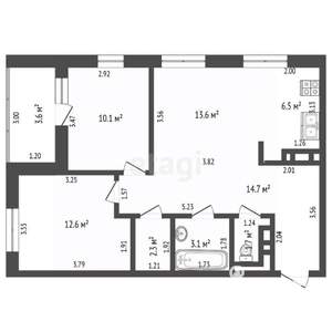 3-к квартира, вторичка, 65м2, 2/22 этаж