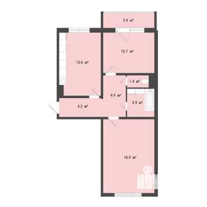 2-к квартира, строящийся дом, 57м2, 9/10 этаж