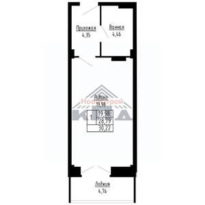 1-к квартира, вторичка, 30м2, 16/16 этаж