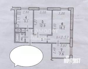 3-к квартира, вторичка, 58м2, 1/9 этаж
