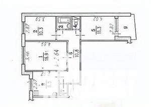 3-к квартира, вторичка, 65м2, 1/9 этаж