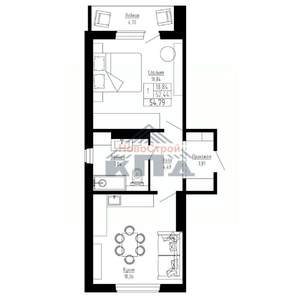 1-к квартира, вторичка, 55м2, 2/16 этаж