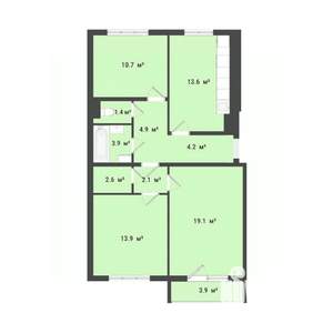 3-к квартира, строящийся дом, 76м2, 3/10 этаж