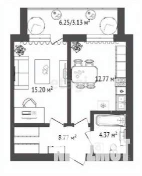 1-к квартира, строящийся дом, 45м2, 5/16 этаж
