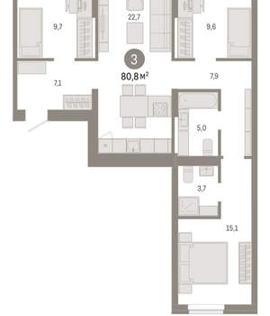 3-к квартира, вторичка, 81м2, 3/9 этаж