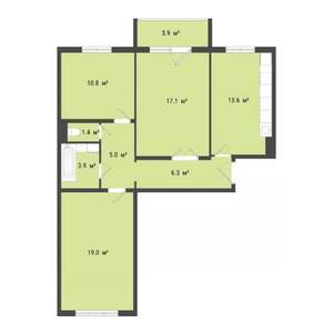 3-к квартира, вторичка, 77м2, 2/10 этаж