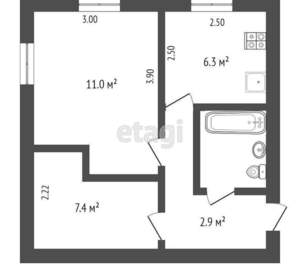 1-к квартира, вторичка, 31м2, 1/5 этаж