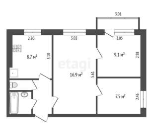 3-к квартира, вторичка, 50м2, 7/9 этаж