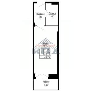 1-к квартира, вторичка, 27м2, 3/16 этаж