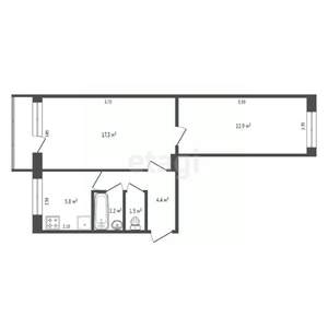 2-к квартира, вторичка, 44м2, 3/5 этаж