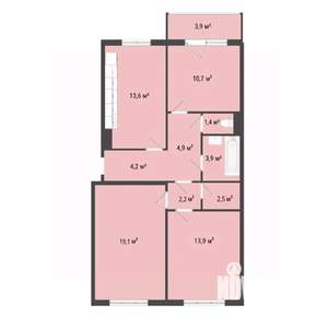 3-к квартира, строящийся дом, 76м2, 1/10 этаж