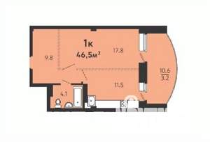 1-к квартира, вторичка, 43м2, 5/16 этаж