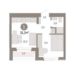 1-к квартира, вторичка, 31м2, 8/16 этаж