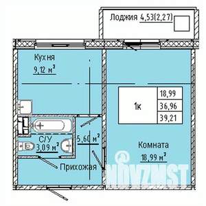 1-к квартира, строящийся дом, 39м2, 2/10 этаж