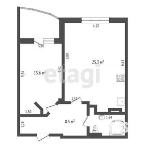1-к квартира, вторичка, 54м2, 14/16 этаж