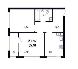 2-к квартира, вторичка, 55м2, 17/23 этаж