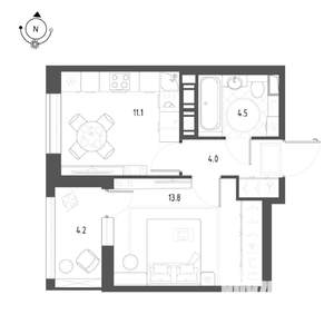 1-к квартира, строящийся дом, 36м2, 9/12 этаж