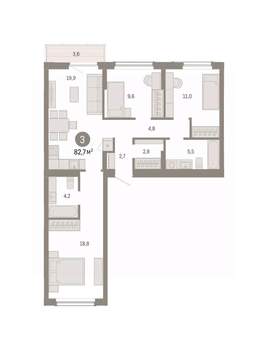 3-к квартира, вторичка, 83м2, 4/16 этаж