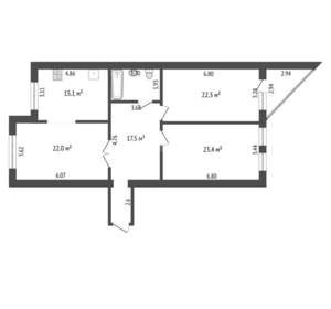 3-к квартира, вторичка, 112м2, 7/9 этаж