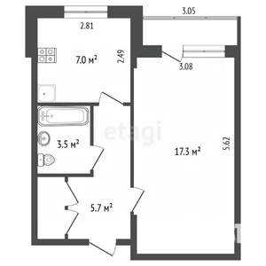 1-к квартира, вторичка, 36м2, 4/5 этаж