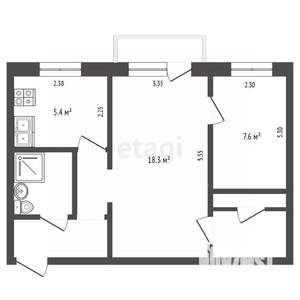 2-к квартира, вторичка, 46м2, 4/5 этаж