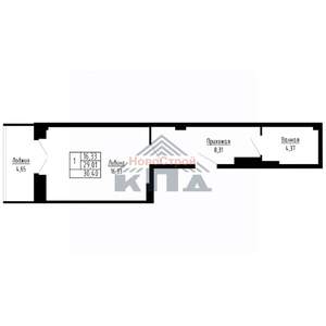 1-к квартира, строящийся дом, 30м2, 15/16 этаж