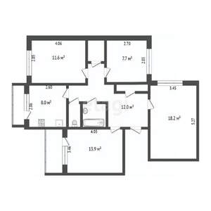 4-к квартира, вторичка, 77м2, 1/5 этаж