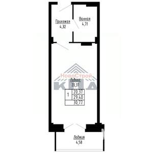 1-к квартира, строящийся дом, 31м2, 11/16 этаж