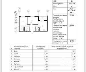 2-к квартира, вторичка, 60м2, 6/9 этаж