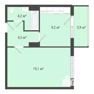 1-к квартира, строящийся дом, 37м2, 6/10 этаж