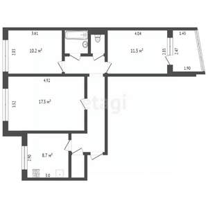 3-к квартира, вторичка, 63м2, 1/9 этаж