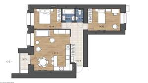 3-к квартира, сданный дом, 72м2, 15/15 этаж