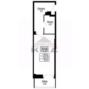 1-к квартира, вторичка, 34м2, 7/16 этаж