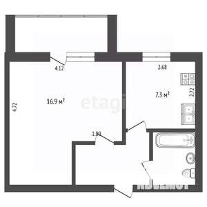 1-к квартира, вторичка, 32м2, 5/5 этаж