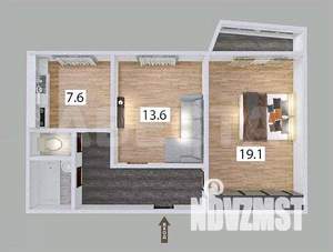 2-к квартира, вторичка, 52м2, 10/10 этаж