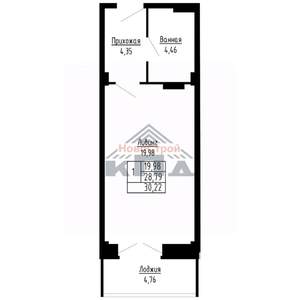 1-к квартира, строящийся дом, 30м2, 9/16 этаж