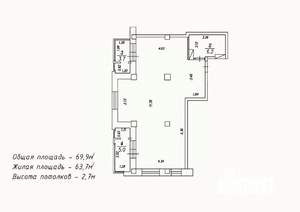 2-к квартира, сданный дом, 71м2, 6/18 этаж