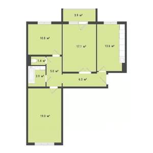 3-к квартира, вторичка, 77м2, 1/10 этаж