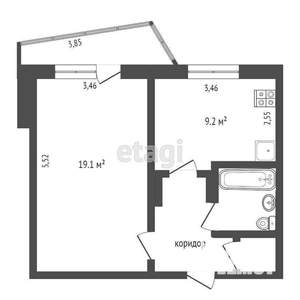 1-к квартира, вторичка, 37м2, 1/9 этаж