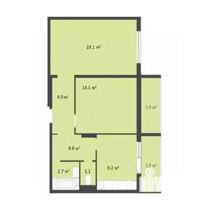 2-к квартира, вторичка, 56м2, 3/10 этаж