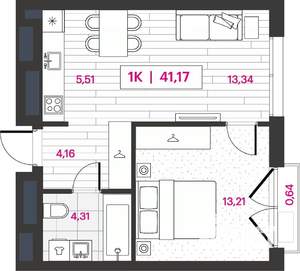 1-к квартира, вторичка, 41м2, 11/15 этаж